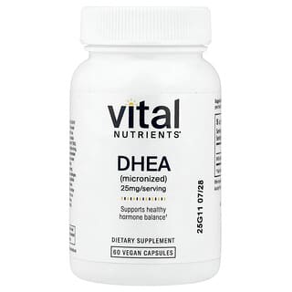 Vital Nutrients, ДГЭА (микронизированный), 25 мг, 60 веганских капсул