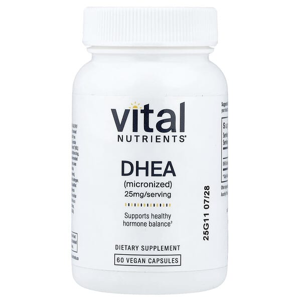 Vital Nutrients, DHEA (Micronized), 25 mg, 60 Vegan Capsules — product photo 1