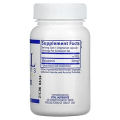 Vital Nutrients, Melatonin, 20 mg, 60 vegetarische Kapseln