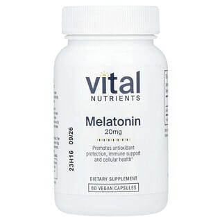 Vital Nutrients, 멜라토닌, 20mg, 베지 캡슐 60정
