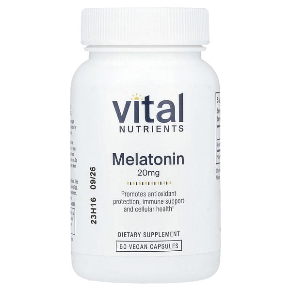 Vital Nutrients Melatonin, 20 mg, 60 Vegan Capsules