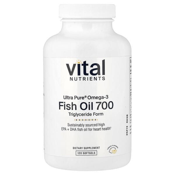Vital Nutrients, Ultra Pure®, Omega-3 Fish Oil 700, Lemon, 120 Softgels — product photo 1