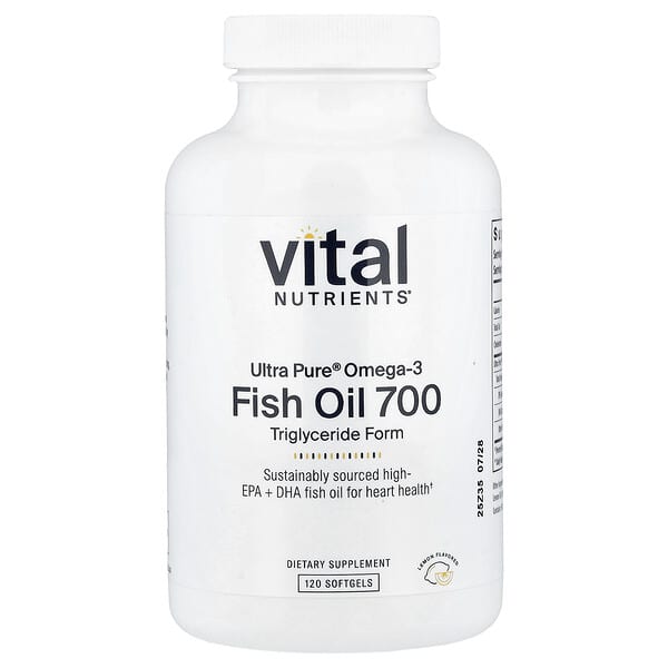 Vital Nutrients, Ultra Pure®, Omega-3 Fish Oil 700, Lemon, 120 Softgels — product photo 1