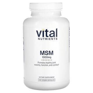Vital Nutrients‏, "MSM, ‏1,000 מ""ג, 240 כמוסות טבעוניות."