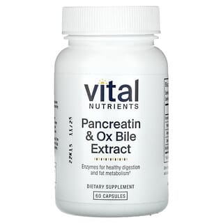 Vital Nutrients, панкреатин і екстракт бичачої жовчі, 60 капсул