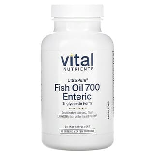 Vital Nutrients, Ultra Pure, рыбий жир 700, кишечнорастворимая, 90 капсул, покрытых кишечнорастворимой оболочкой