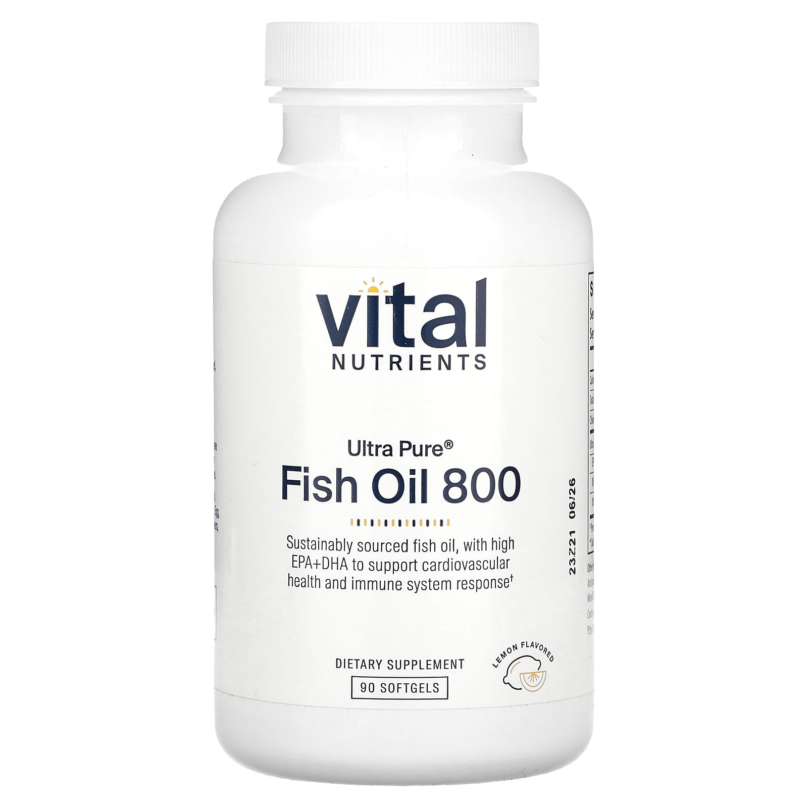 Vital Nutrients, ультрачистый рыбий жир 800, со вкусом лимона, 90 капсул