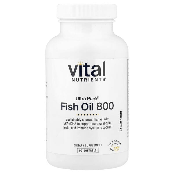 Vital Nutrients, Ultra Pure®, 피쉬 오일 800, 레몬 맛, 소프트젤 90정