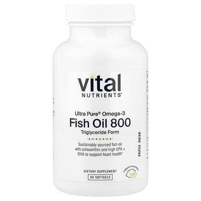 Vital Nutrients, Ultra Pure® Omega-3, Fish Oil 800, Lemon, 90 Capsules Vital Nutrients, Ultra Pure® Omega-3, Fish Oil 800, Lemon, 90 Capsules