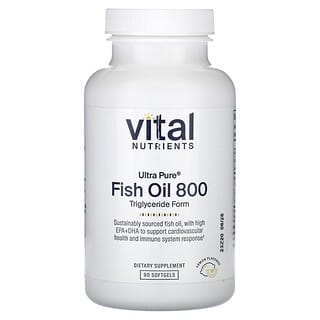 Vital Nutrients‏, שמן דגים Ultra Pure Oil 800, בצורת טריגליצרידים, לימון, 90 כמוסות רכות