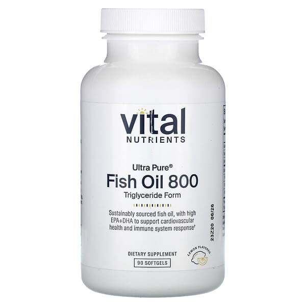 Vital Nutrients, Ultra Pure Fish Oil 800, Triglyceride Form, Lemon, 90