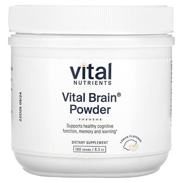 Vital Nutrients Vital Brain Powder, Lemon, 6.3 oz (180 g)