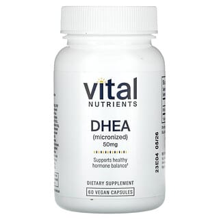 Vital Nutrients, DHEA (Micronizado), 50 mg, 60 Cápsulas Veganas