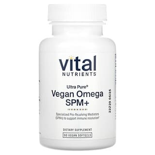 Vital Nutrients‏, Ultra Pure, תוסף אומגה טבעוני + SPM, 90 כמוסות רכות טבעוניות