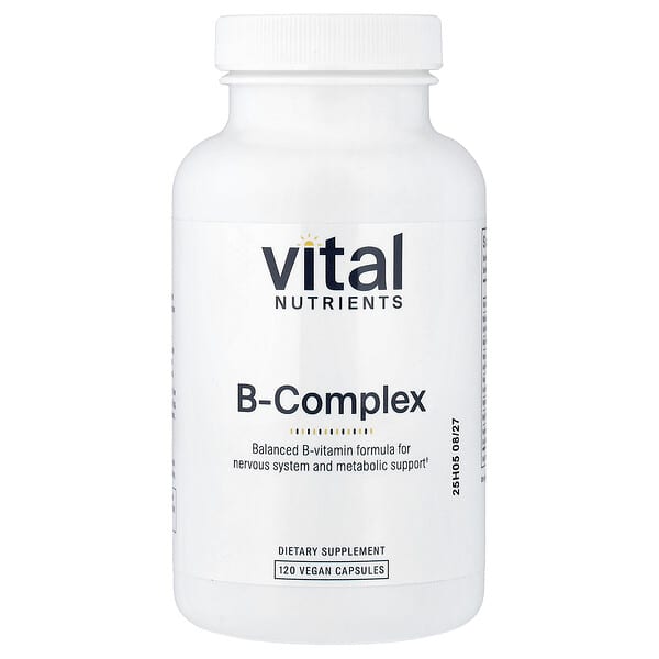 Vital Nutrients, B-kompleks, 120 veganske kapsler