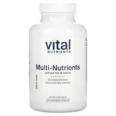 Vital Nutrients, Multi-Nutrients (Without Iron & Iodine), 180 Vegetarian Capsules