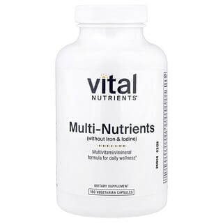 Vital Nutrients, мультипитательные вещества (без железа и йода), 180 вегетарианских капсул