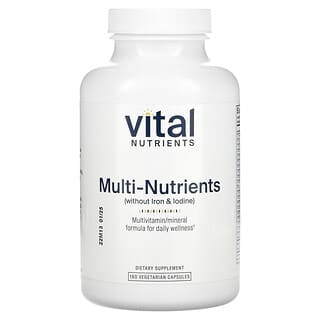 Vital Nutrients, Różne składniki odżywcze (bez żelaza i jodu), 180 kapsułek wegetariańskich