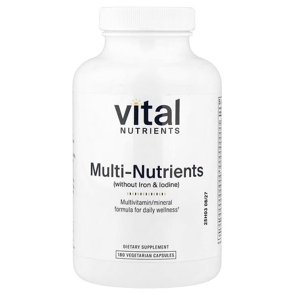 Vital Nutrients, Πολυθρεπτικά συστατικά (χωρίς σίδηρο και ιώδιο), 180 χορτοφαγικές κάψουλες
