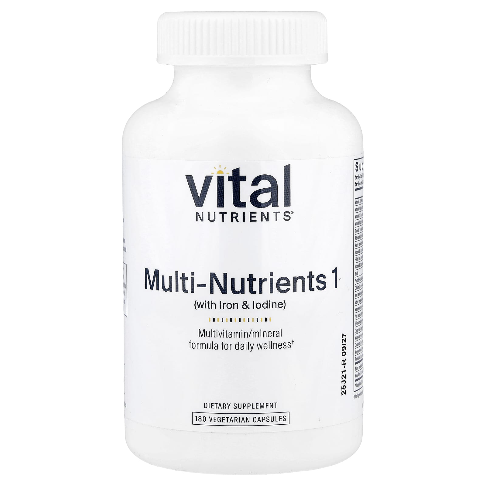 Vital Nutrients Multi-Nutrients 1 with Iron & Iodine – 180 gélules végétales de Vital Nutrients
