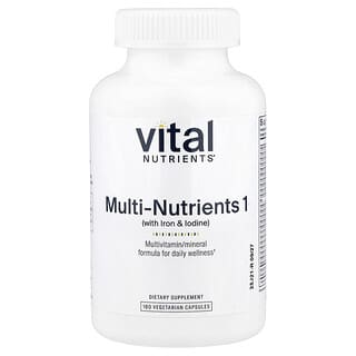Vital Nutrients, Multinæringsstoffer (med jern og jod), 180 vegetariske kapsler