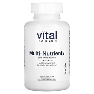 Vital Nutrients, Multi-Nutrients (z żelazem i jodem), 180 kapsułek wegetariańskich