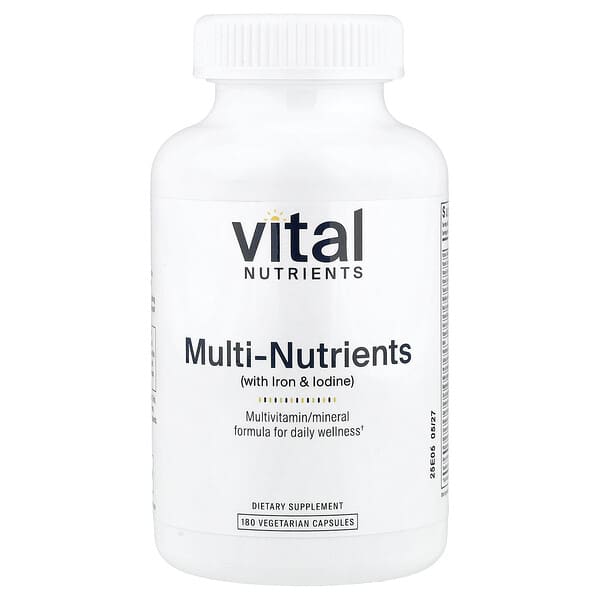 Vital Nutrients, 종합 영양소(철분 및 요오드 함유), 베지 캡슐 180정