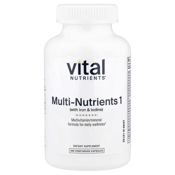 Vital Nutrients, Multi-Nutrients 1 with Iron & Iodine, 180 Vegetarian Capsules — product photo 1