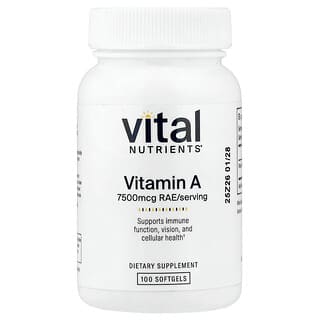 Vital Nutrients, витамин A, 7500 мкг, 100 капсул