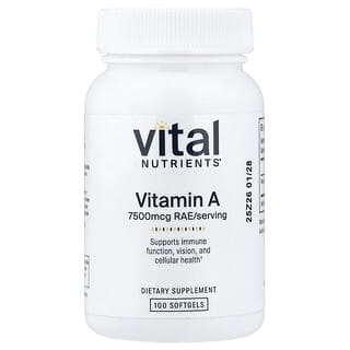 Vital Nutrients, ビタミンA、7,500mcg、ソフトジェル100粒