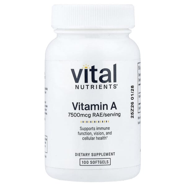 Vital Nutrients, Vitamin A, 7,500 mcg, 100 Softgels — product photo 1