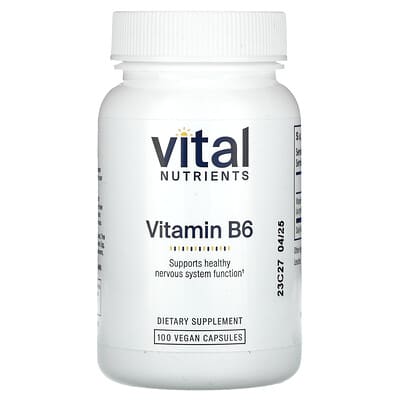 Vital Nutrients, Vitamin B6, 100 mg, 100 Vegan Capsules