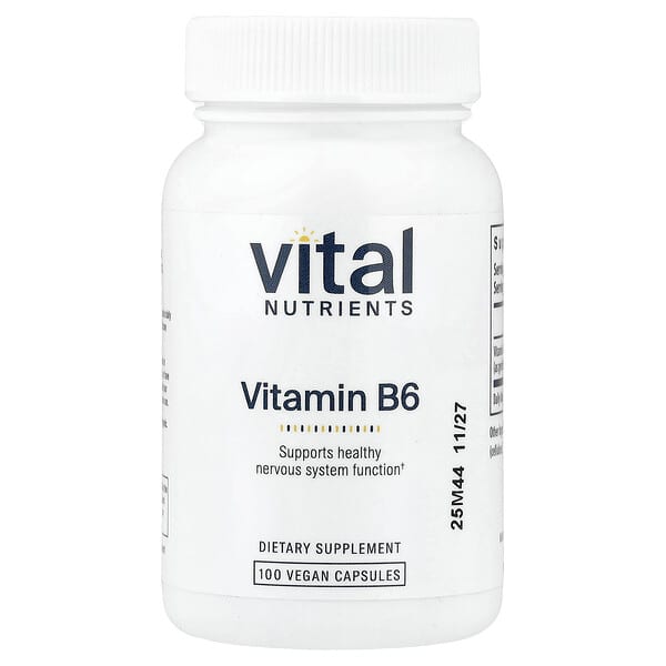 Vital Nutrients, 비타민B6, 베지 캡슐 100정(캡슐 1정당 100mg)