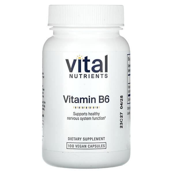 Vital Nutrients Vitamin B6, 100 Vegan Capsules (100 mg per Capsule)