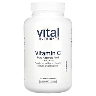 Vital Nutrients, вітамін C, чиста аскорбінова кислота, 220 веганських капсул