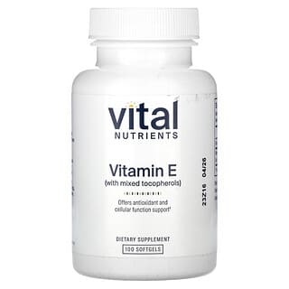 Vital Nutrients‏, ויטמין E עם תערובת טוקופרולים, 100 כמוסות רכות