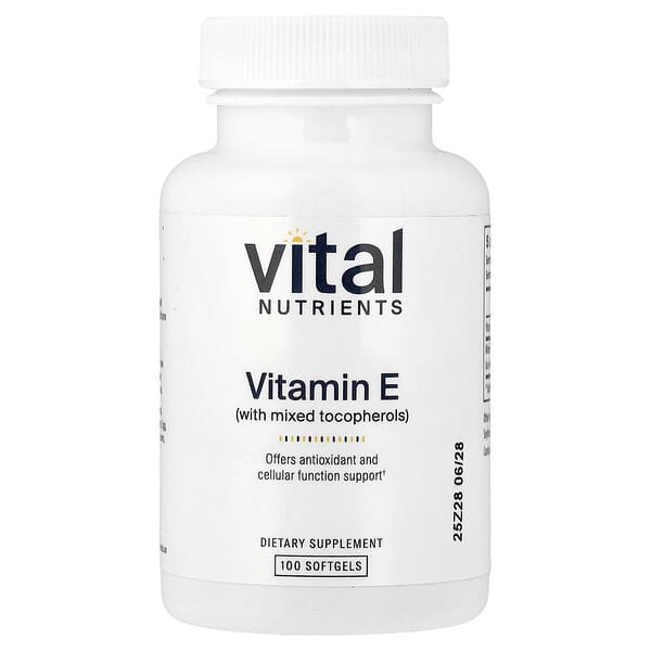 Vital Nutrients, 혼합 토코페롤 함유 비타민E, 소프트젤 100정