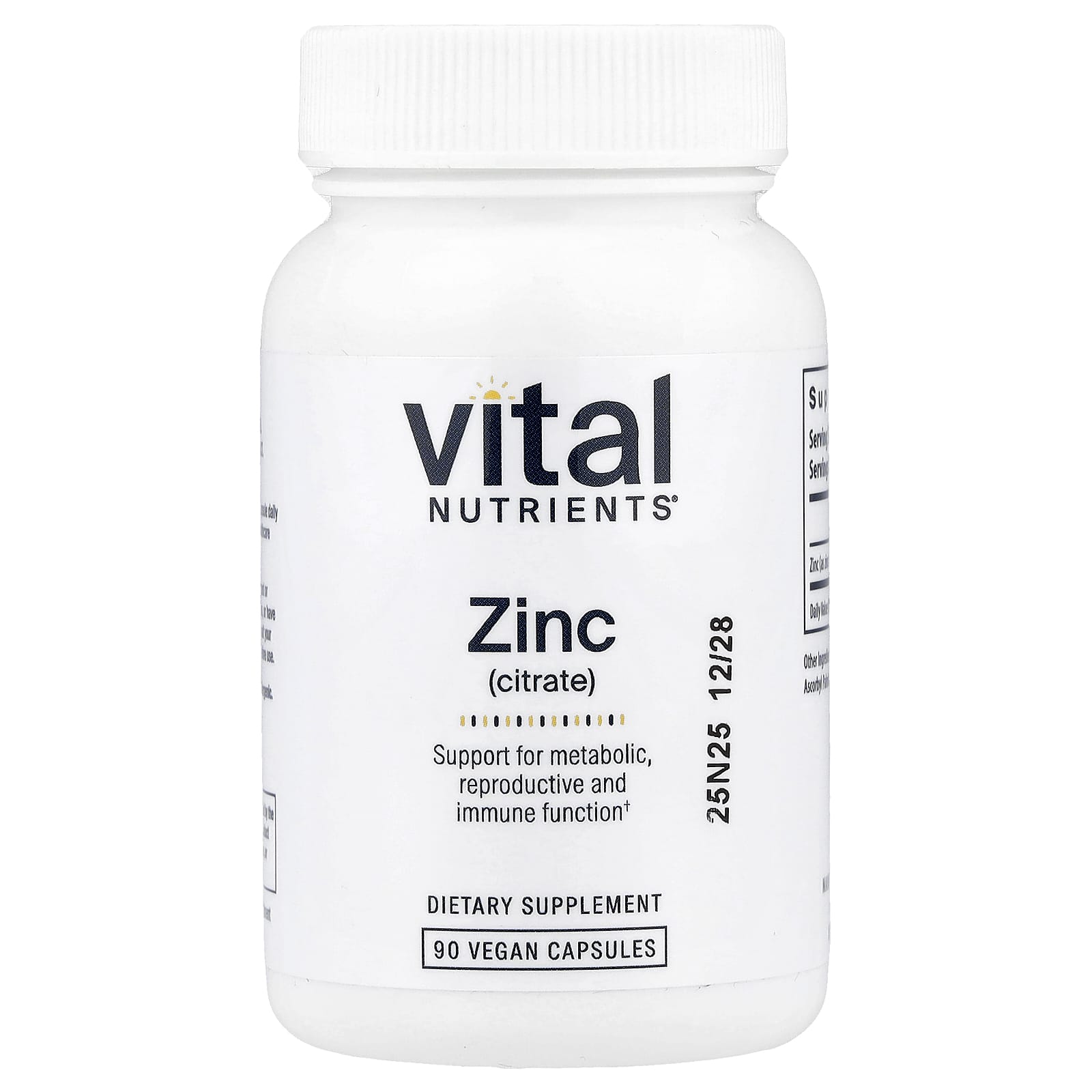 Vital Nutrients Zinc (Citrate) – 90 gélules véganes de Vital Nutrients