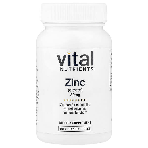 Vital Nutrients, Zink (Citrat), 30 mg, 90 vegane Kapseln