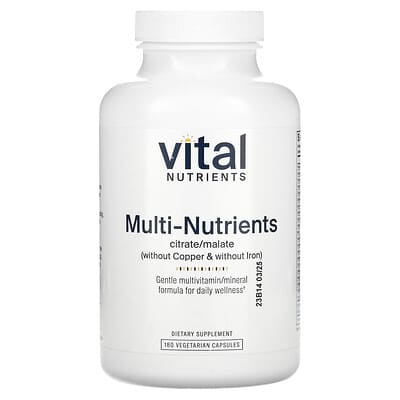 Vital Nutrients, Multinutrient Citrate/Malate (Copper and Iron Free), 180 Vegetarian Capsules