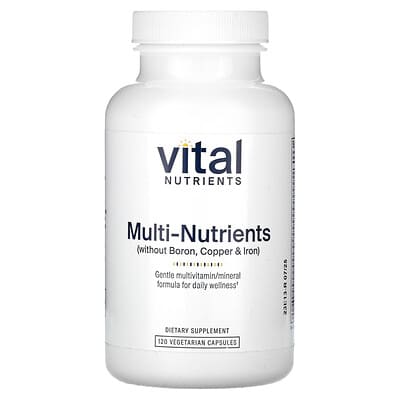 Vital Nutrients, Multi-Nutrients Without Boron, Copper & Iron, 120 Vegetarian Capsules