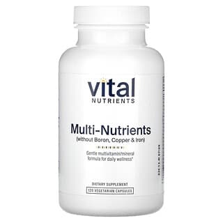 Vital Nutrients, Multi-Nutrients Without Boron, Copper & Iron, 120  Vegetarian Capsules