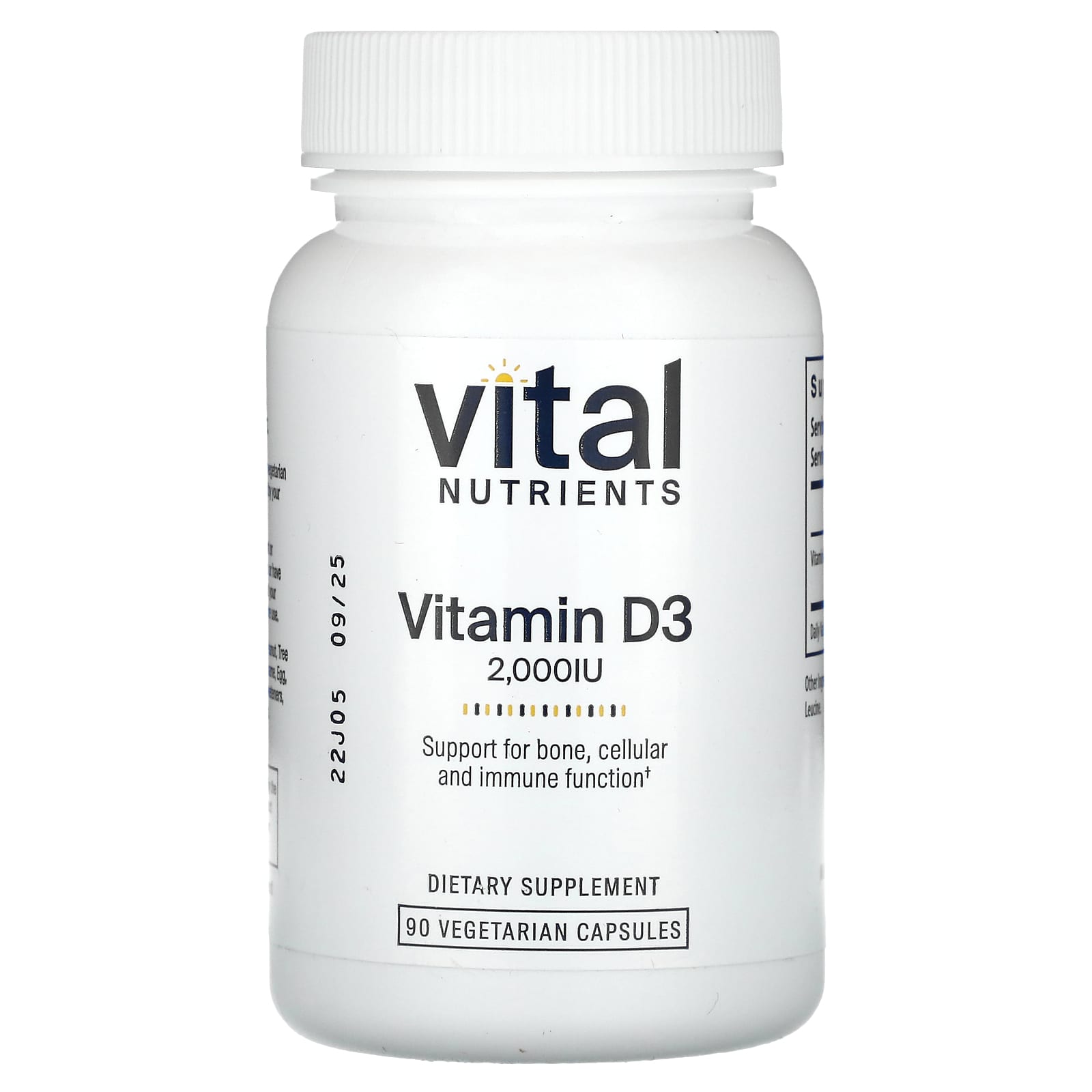 Vital Nutrients, Vitamin D3, 2,000 IU, 90 Vegetarian Capsules