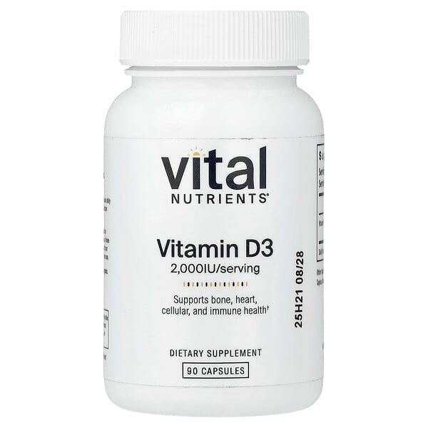 Vital Nutrients, Vitamin D3, 90 Capsules (50 mcg (2,000 IU) per Capsule) — product photo 1