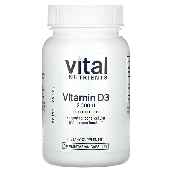 Vital Nutrients Vitamin D3, 2000 IU, 90 Vegetarian Capsules