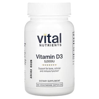 Vital Nutrients, Witamina D3, 5000 j.m., 90 kapsułek wegetariańskich