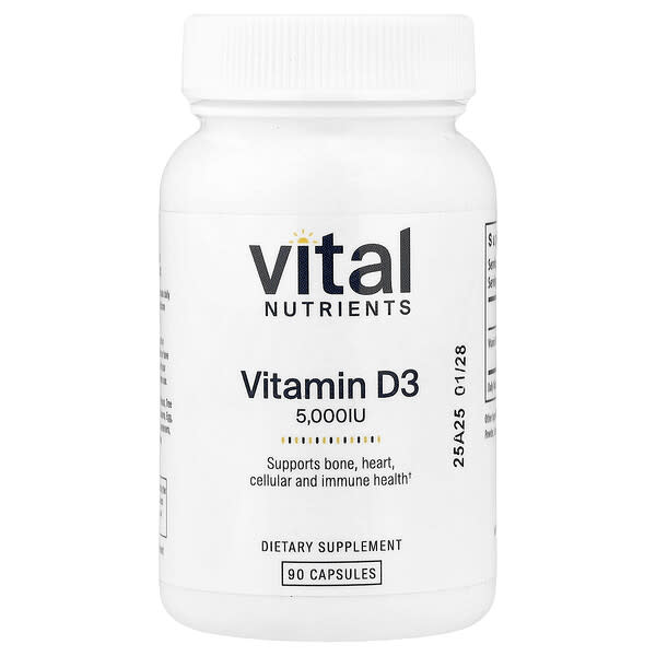 Vital Nutrients, 비타민D3, 5,000IU, 베지 캡슐 90정
