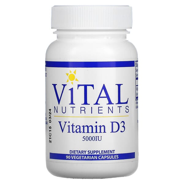 Vital Nutrients, Vitamin D3,  5,000 IU, 90 Vegetarian Capsules