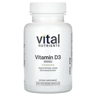 Vital Nutrients, Vitamina D3, 5000 UI, 180 cápsulas vegetales