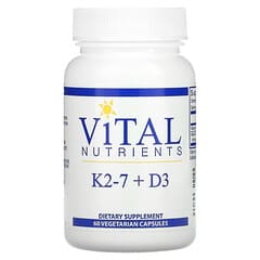 Vital Nutrients, K2-7＋D3、ベジカプセル60粒